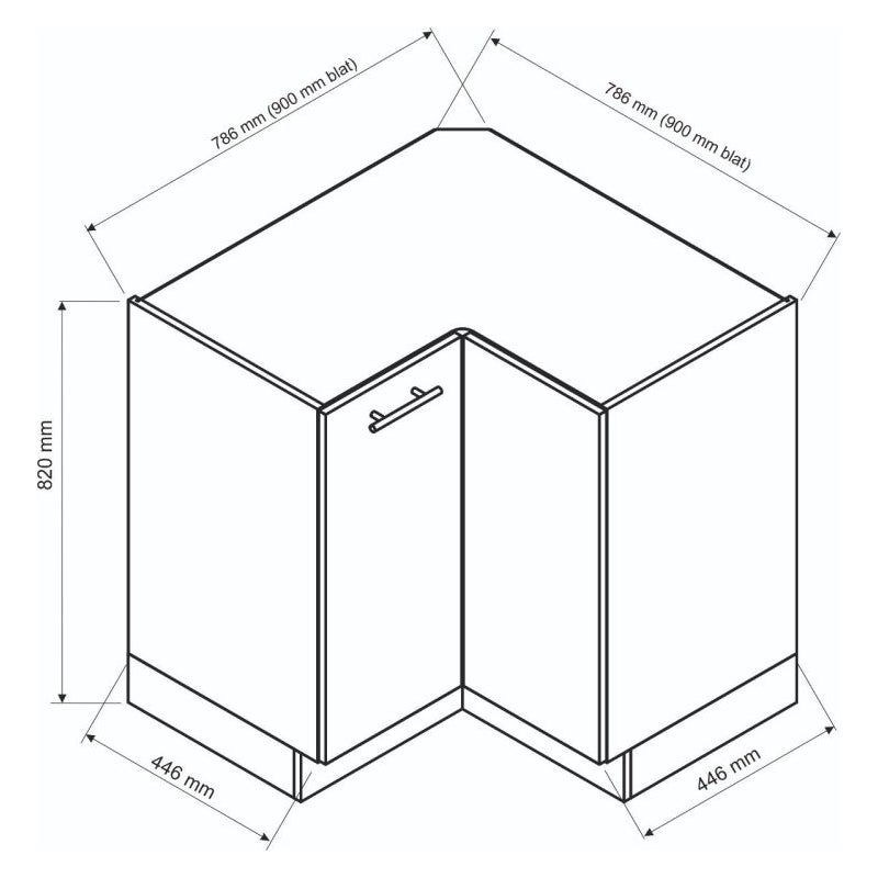Szafka kuchenna narożna 90 VITA DRP P/L biała połysk