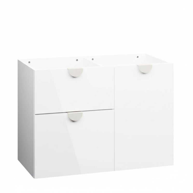 Szafka pod umywalkę COCO 90 cm biały połysk z koszem na pranie bez umywalki