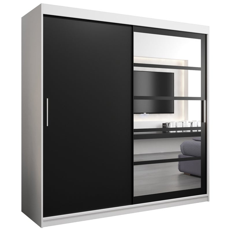 Szafa przesuwna garderoba ROMA 1 200 x 62 x 200 cm Biały + Czarny - Abiks Meble