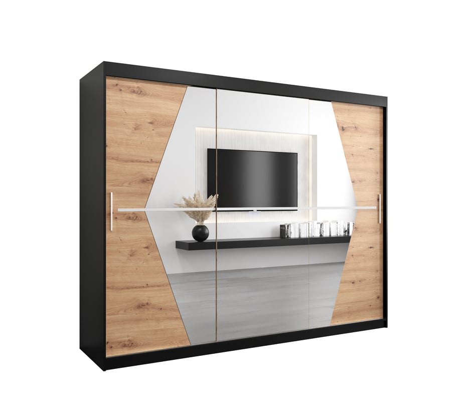 Szafa przesuwna garderoba BOLIWIA 250 x 62 x 200 cm Czarny + Artisan - Abiks Meble