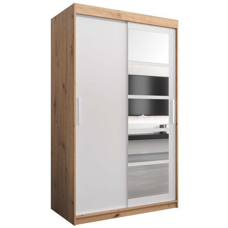 Szafa przesuwna garderoba ROMA 1 120 x 62 x 200 cm Artisan + Biały - Abiks Meble