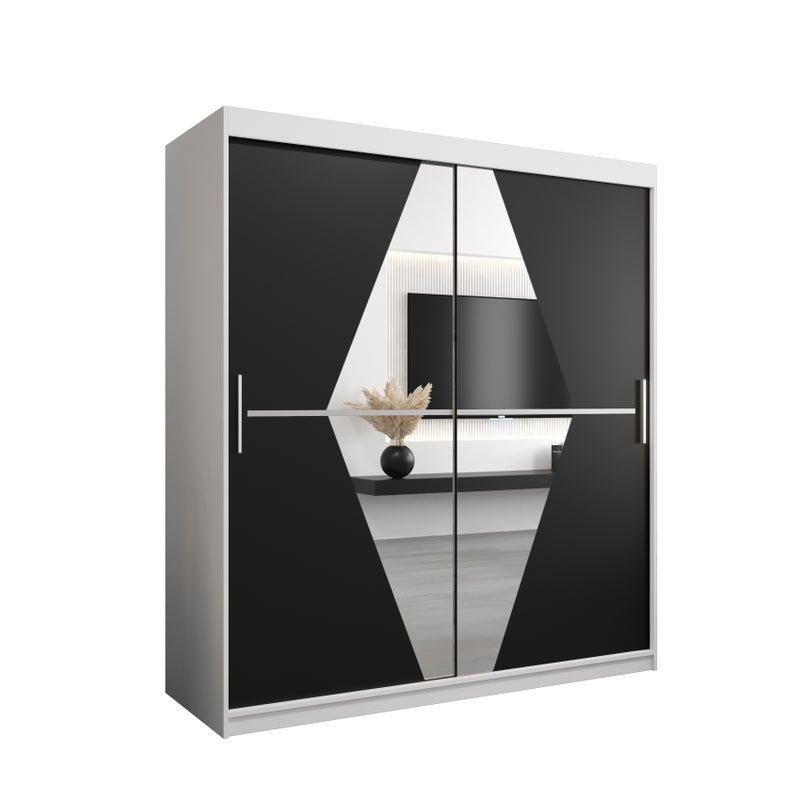 Szafa przesuwna garderoba BOLIWIA 180 x 62 x 200 cm Biały + Czarny - Abiks Meble