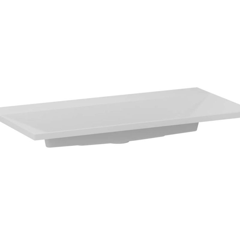 Umywalka wpuszczana EDGE 90 cm biały mat kwarcowa bez otworu