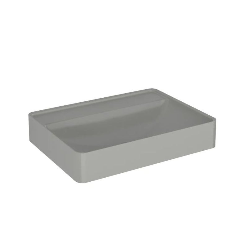 Umywalka wpuszczana VIBE 60 cm beton mat kwarcowa bez otworu