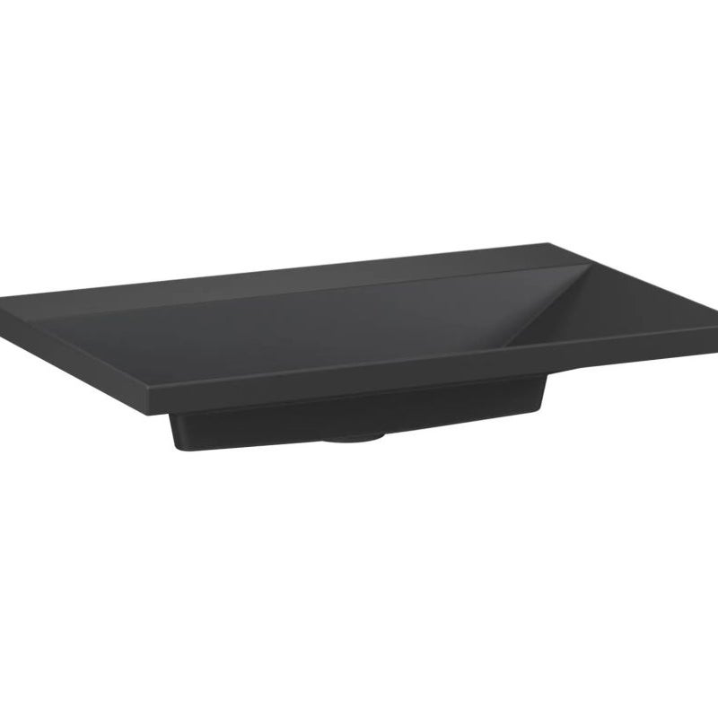 Umywalka wpuszczana EDGE 70 cm czarny mat kwarcowa bez otwor