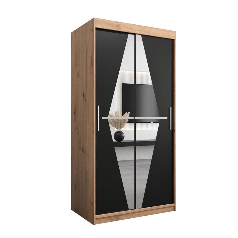 Szafa przesuwna garderoba BOLIWIA 100 x 62 x 200 cm Artisan + Czarny - Abiks Meble