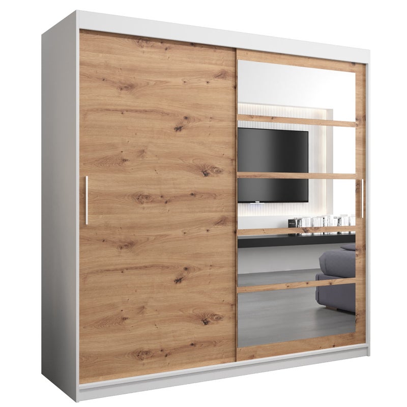 Szafa przesuwna garderoba ROMA 1 200 x 62 x 200 cm Biały + Artisan - Abiks Meble
