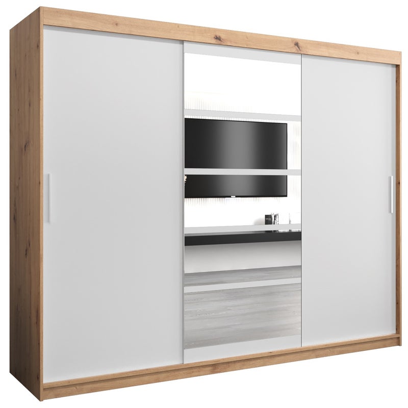 Szafa przesuwna garderoba ROMA 1 250 x 62 x 200 cm Artisan + Biały - Abiks Meble