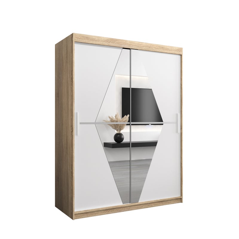 Szafa przesuwna garderoba BOLIWIA 150 x 62 x 200 cm Sonoma + Biały - Abiks Meble
