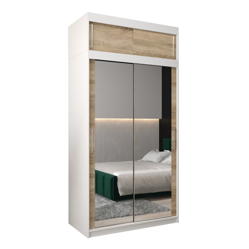 Szafa przesuwna z nadstawką garderoba TOKYO 3 120 x 62 x 240 cm Biały + Sonoma - Abiks Meble