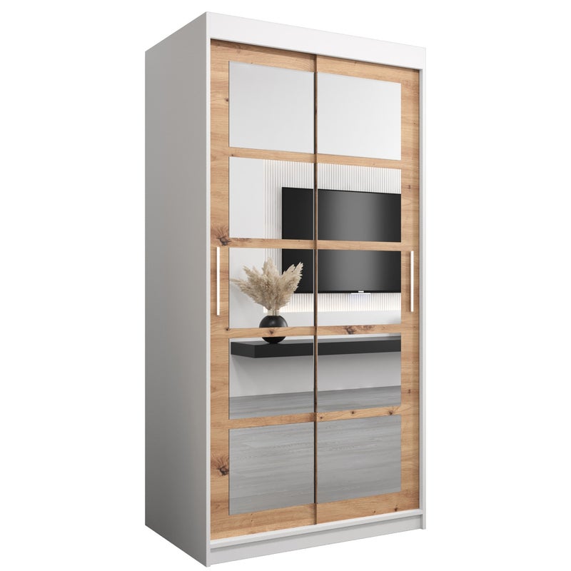 Szafa przesuwna garderoba ROMA 2 100 x 62 x 200 cm Biały + Artisan - Abiks Meble