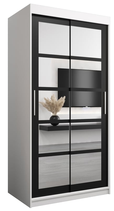 Szafa przesuwna garderoba ROMA 2 100 x 62 x 200 cm Biały + Czarny - Abiks Meble