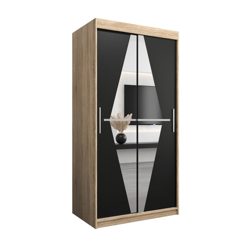 Szafa przesuwna garderoba BOLIWIA 100 x 62 x 200 cm Sonoma + Czarny - Abiks Meble