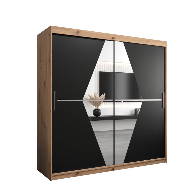 Szafa przesuwna garderoba BOLIWIA 200 x 62 x 200 cm Artisan + Czarny - Abiks Meble