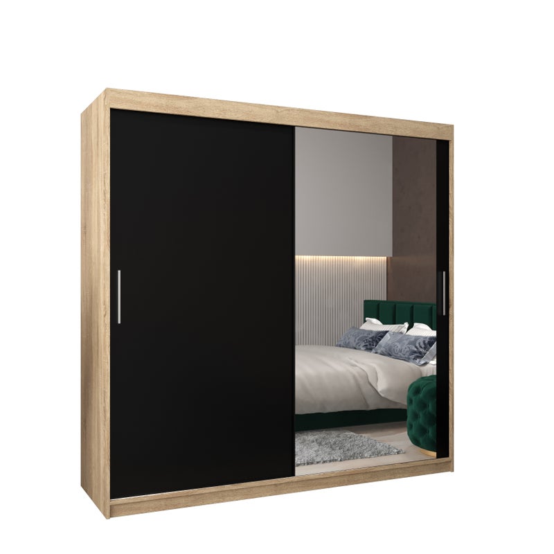Szafa przesuwna garderoba TOKYO 2 200 x 62 x 200 cm Sonoma + Czarny - Abiks Meble