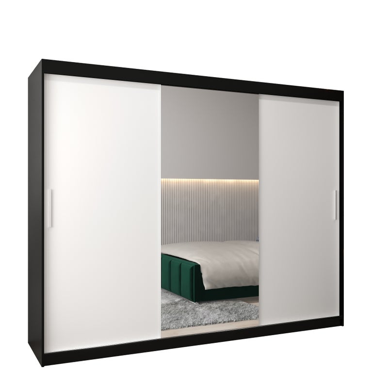 Szafa przesuwna garderoba TOKYO 1 250 x 62 x 200 cm Czarny + Biały - Abiks Meble