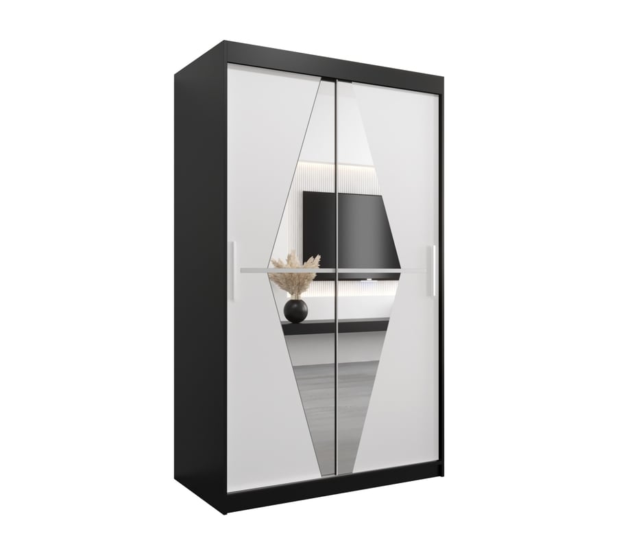 Szafa przesuwna garderoba BOLIWIA 120 x 62 x 200 cm Czarny + Biały - Abiks Meble