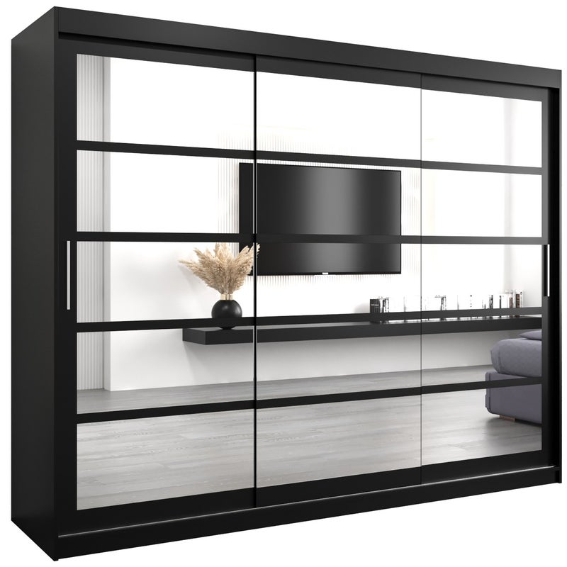 Szafa przesuwna garderoba ROMA 2 250 x 62 x 200 cm Czarny - Abiks Meble