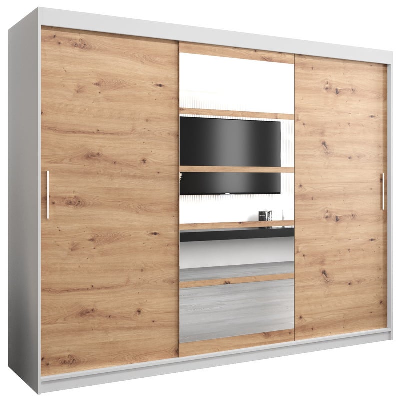 Szafa przesuwna garderoba ROMA 1 250 x 62 x 200 cm Biały + Artisan - Abiks Meble