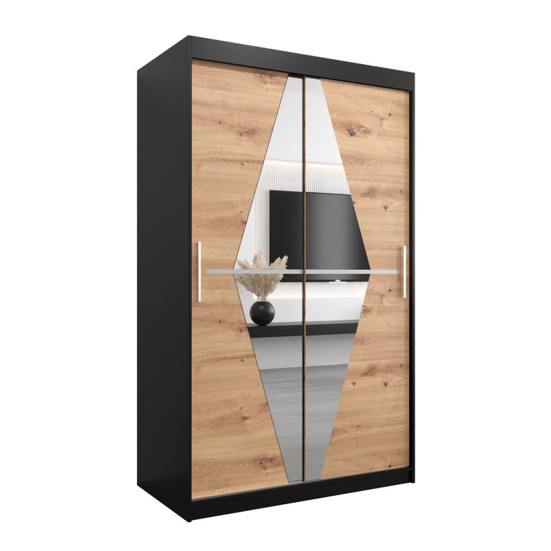 Szafa przesuwna garderoba BOLIWIA 120 x 62 x 200 cm Czarny + Artisan - Abiks Meble