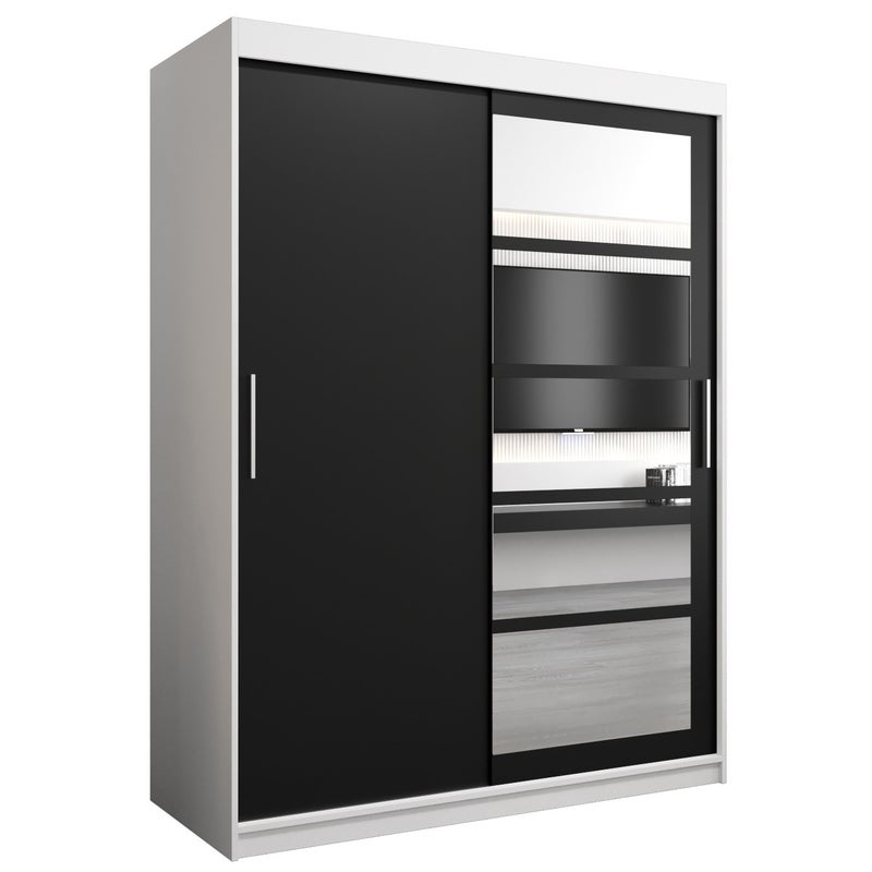Szafa przesuwna garderoba ROMA 1 150 x 62 x 200 cm Biały + Czarny - Abiks Meble
