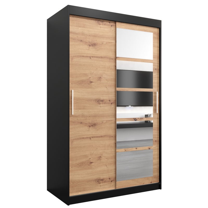 Szafa przesuwna garderoba ROMA 1 120 x 62 x 200 cm Czarny + Artisan - Abiks Meble