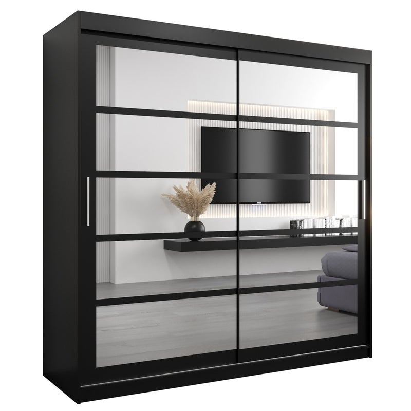 Szafa przesuwna garderoba ROMA 2 200 x 62 x 200 cm Czarny - Abiks Meble