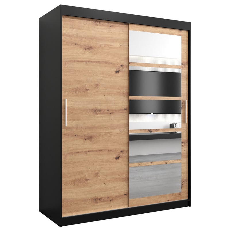 Szafa przesuwna garderoba ROMA 1 150 x 62 x 200 cm Czarny + Artisan - Abiks Meble