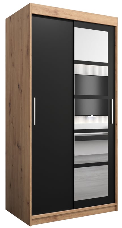 Szafa przesuwna garderoba ROMA 1 100 x 62 x 200 cm Artisan + Czarny - Abiks Meble