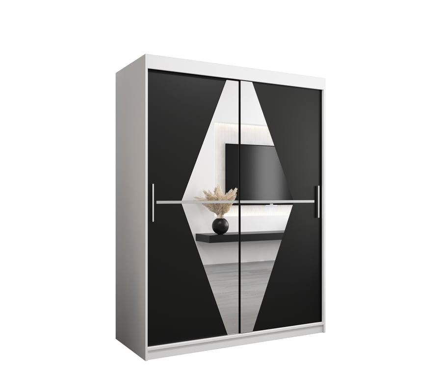 Szafa przesuwna garderoba BOLIWIA 150 x 62 x 200 cm Biały + Czarny - Abiks Meble
