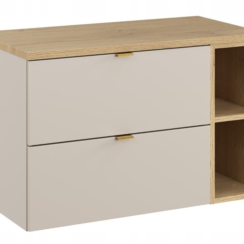 Szafka łazienkowa Dalia 80 cm kaszmir z blatem dab Cremona regał