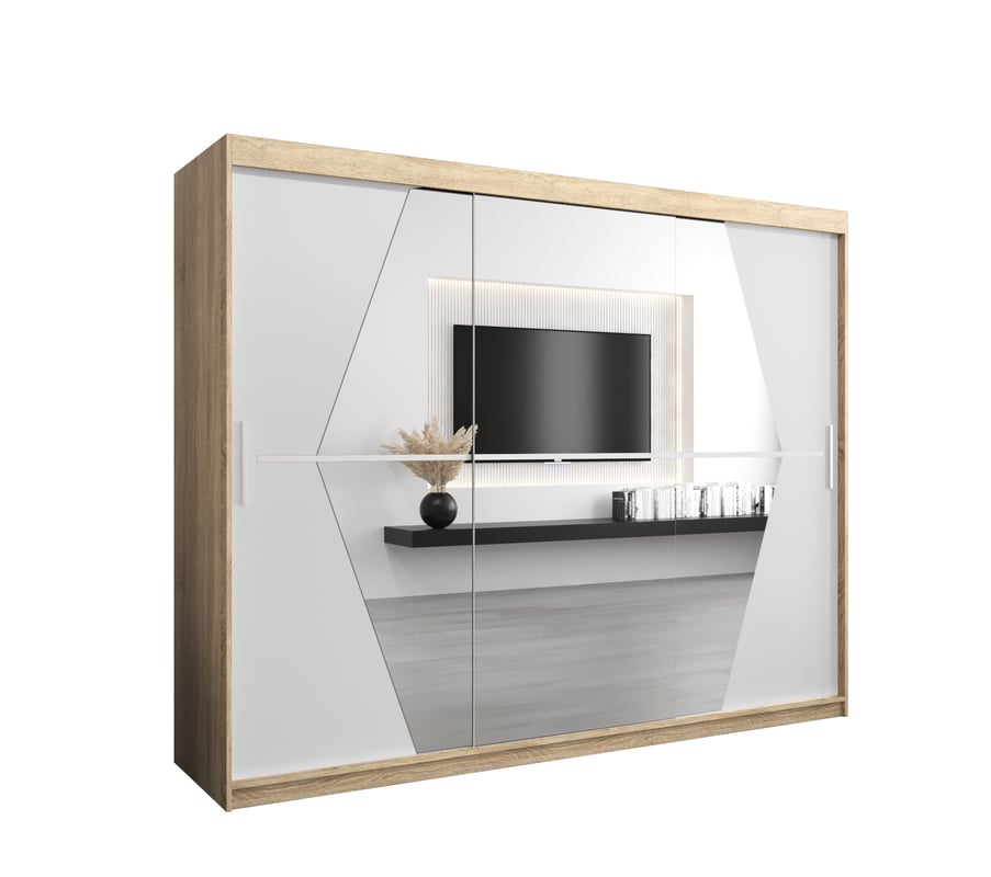 Szafa przesuwna garderoba BOLIWIA 250 x 62 x 200 cm Sonoma + Biały - Abiks Meble