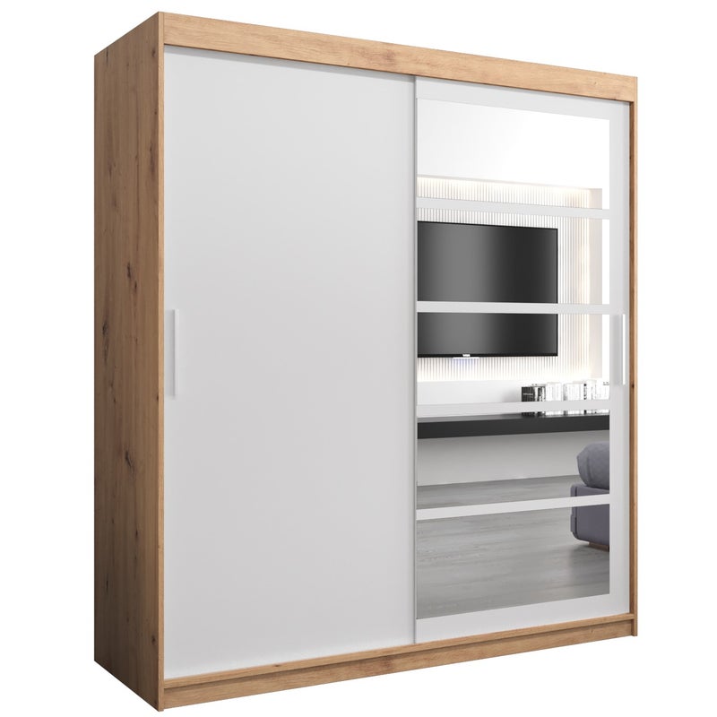 Szafa przesuwna garderoba ROMA 1 180 x 62 x 200 cm Artisan + Biały - Abiks Meble