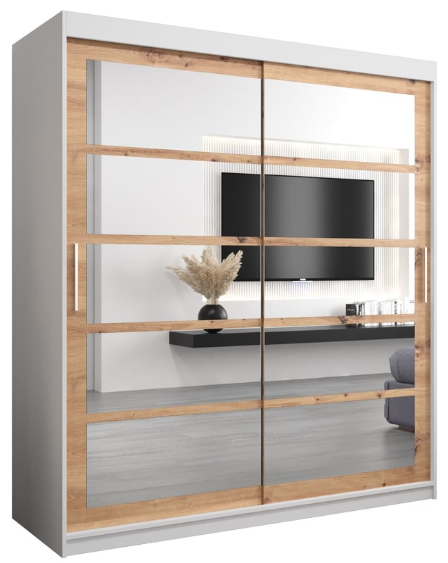 Szafa przesuwna garderoba ROMA 2 180 x 62 x 200 cm Biały + Artisan - Abiks Meble