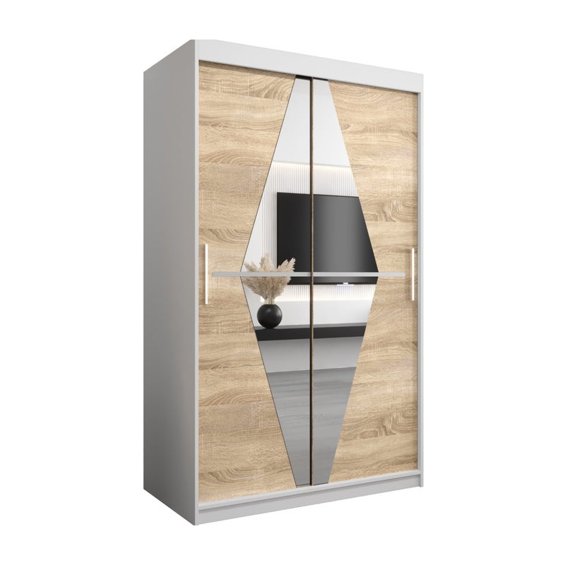 Szafa przesuwna garderoba BOLIWIA 120 x 62 x 200 cm Biały + Sonoma - Abiks Meble