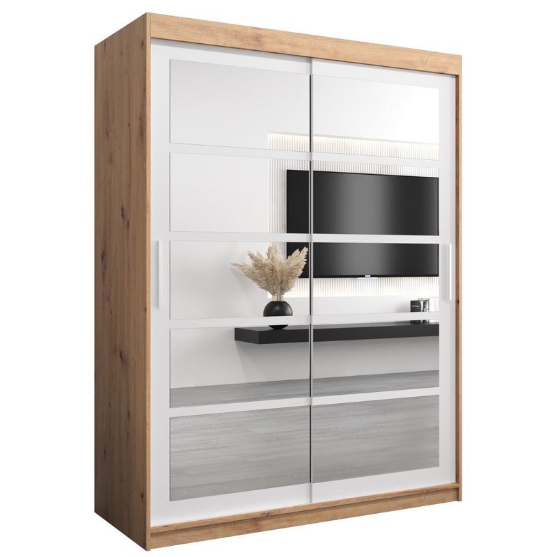 Szafa przesuwna garderoba ROMA 2 150 x 62 x 200 cm Artisan + Biały - Abiks Meble