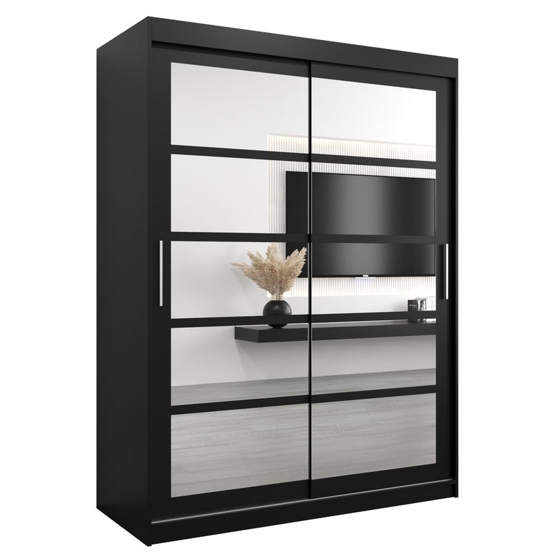 Szafa przesuwna garderoba ROMA 2 150 x 62 x 200 cm Czarny - Abiks Meble