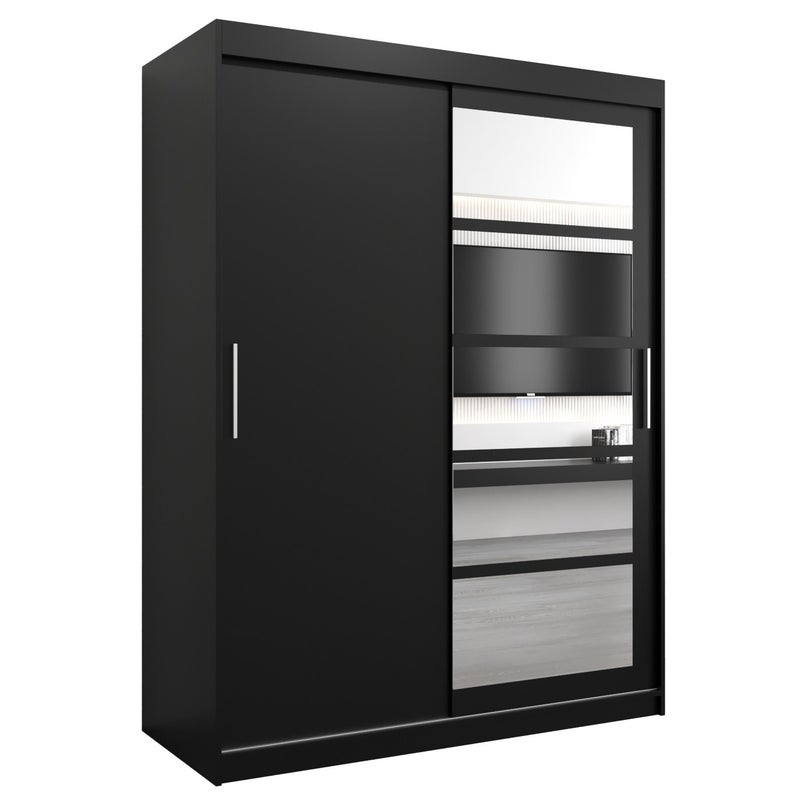 Szafa przesuwna garderoba ROMA 1 150 x 62 x 200 cm Czarny - Abiks Meble