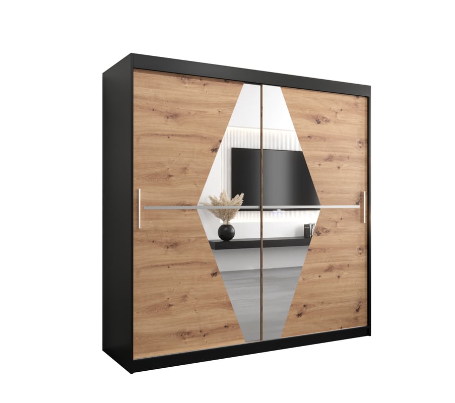 Szafa przesuwna garderoba BOLIWIA 200 x 62 x 200 cm Czarny + Artisan - Abiks Meble