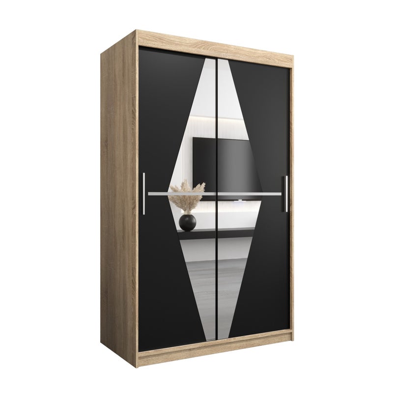 Szafa przesuwna garderoba BOLIWIA 120 x 62 x 200 cm Sonoma + Czarny - Abiks Meble