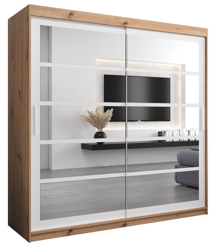 Szafa przesuwna garderoba ROMA 2 200 x 62 x 200 cm Artisan + Biały - Abiks Meble