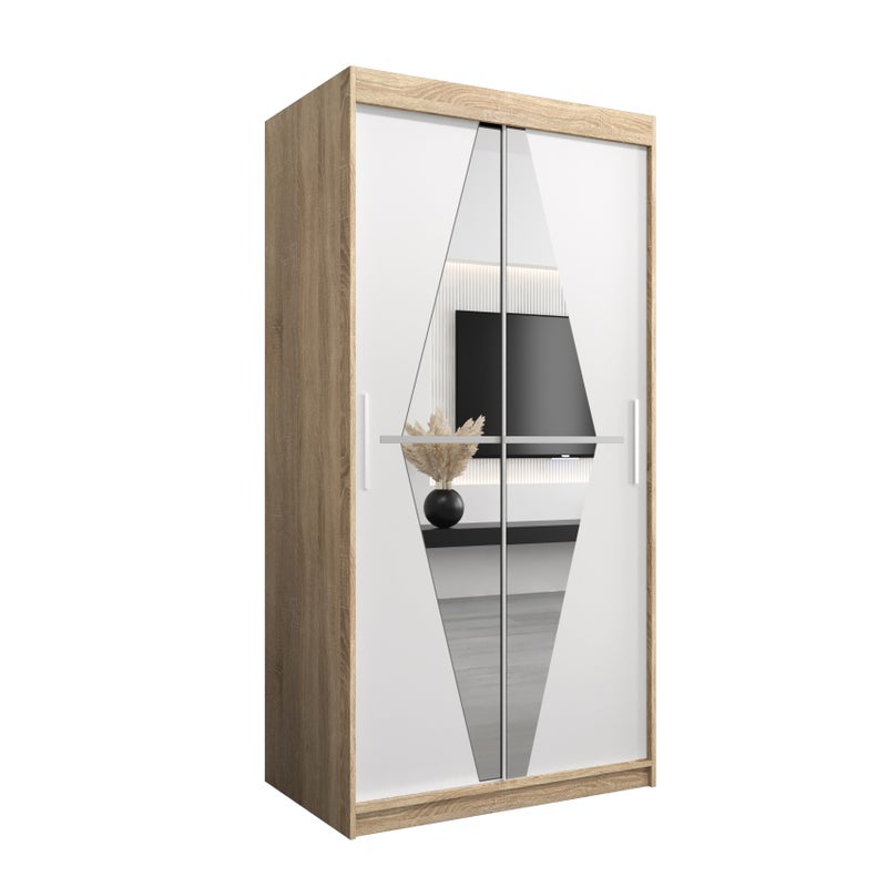 Szafa przesuwna garderoba BOLIWIA 100 x 62 x 200 cm Sonoma + Biały - Abiks Meble