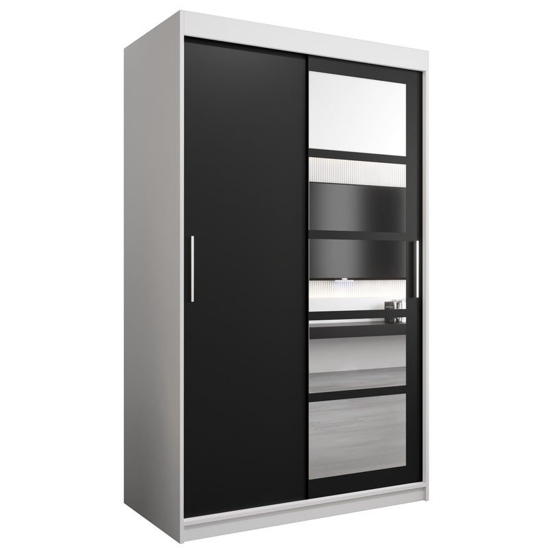 Szafa przesuwna garderoba ROMA 1 120 x 62 x 200 cm Biały + Czarny - Abiks Meble