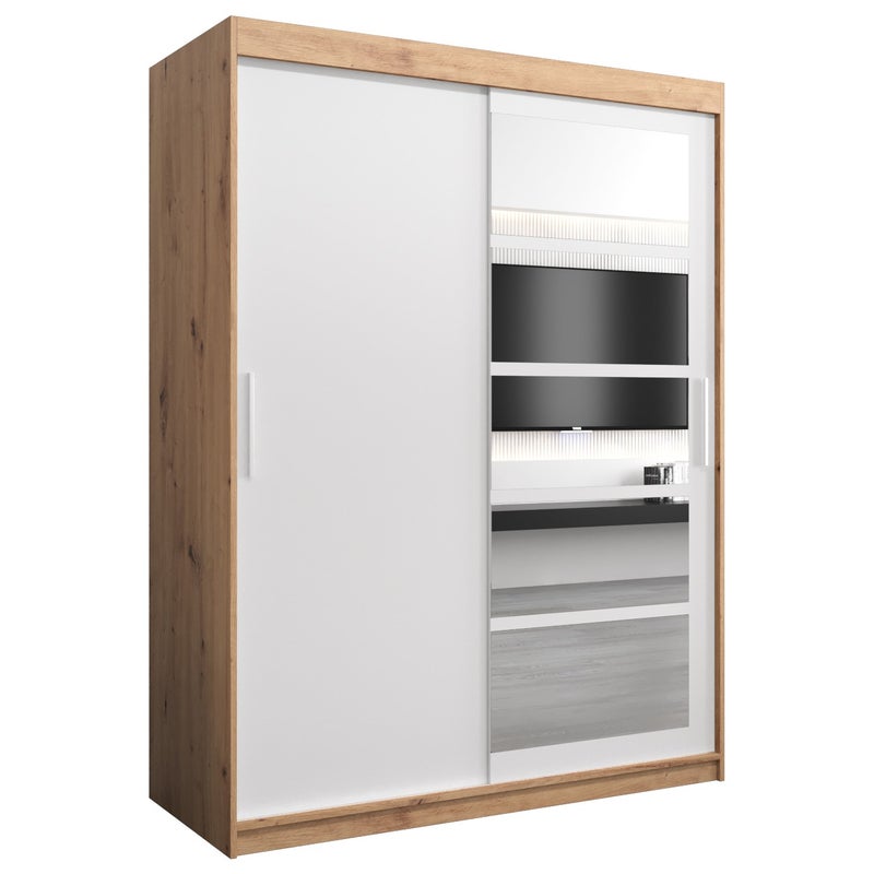 Szafa przesuwna garderoba ROMA 1 150 x 62 x 200 cm Artisan + Biały - Abiks Meble