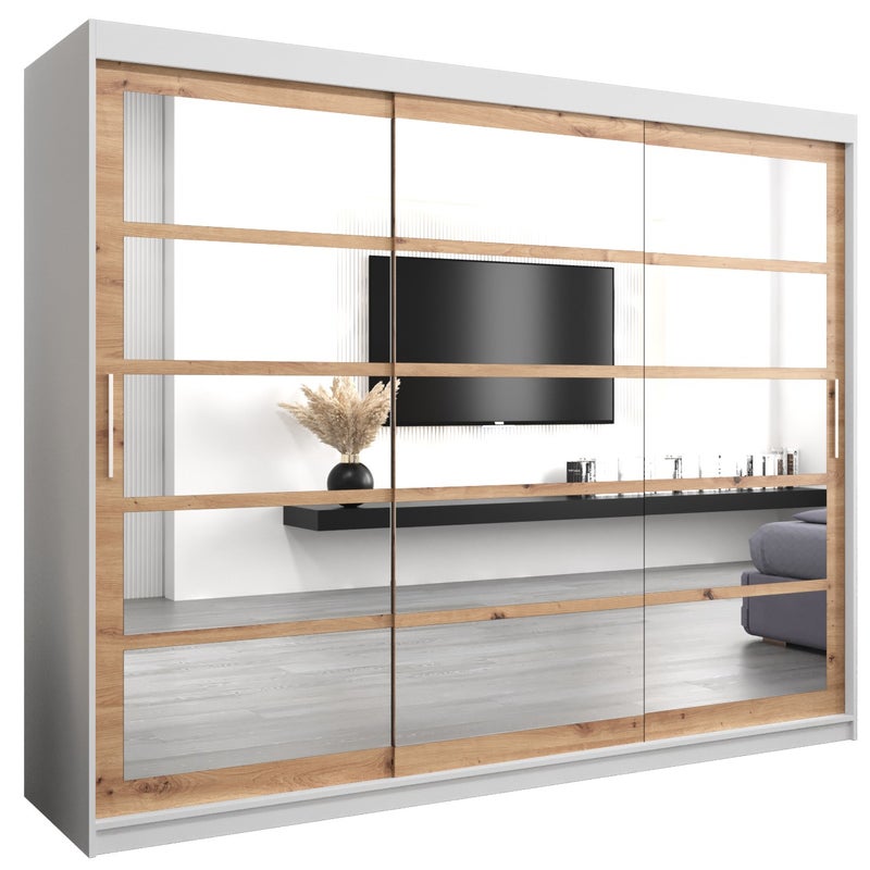 Szafa przesuwna garderoba ROMA 2 250 x 62 x 200 cm Biały + Artisan - Abiks Meble