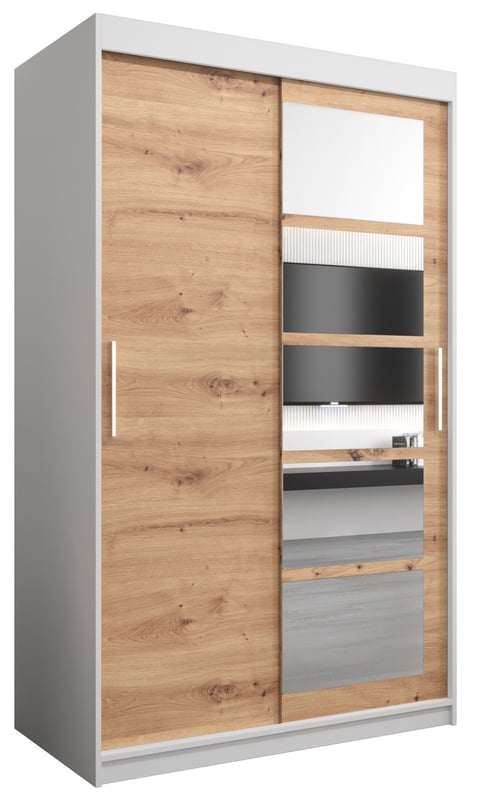 Szafa przesuwna garderoba ROMA 1 120 x 62 x 200 cm Biały + Artisan - Abiks Meble