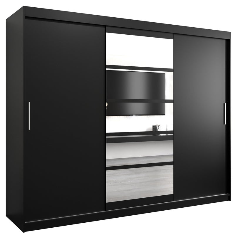 Szafa przesuwna garderoba ROMA 1 250 x 62 x 200 cm Czarny - Abiks Meble