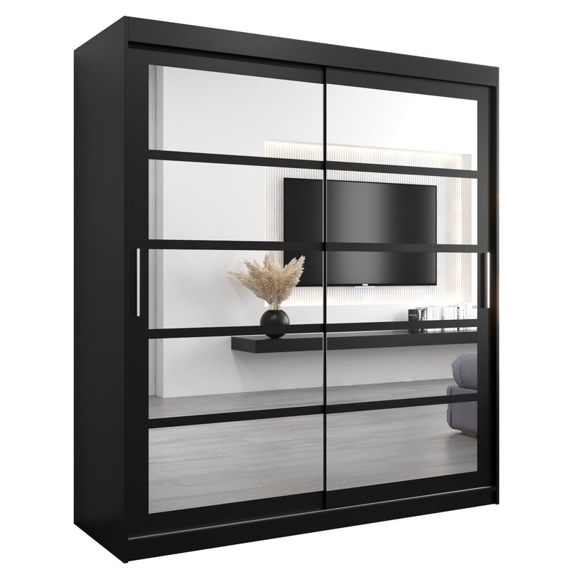 Szafa przesuwna garderoba ROMA 2 180 x 62 x 200 cm Czarny - Abiks Meble