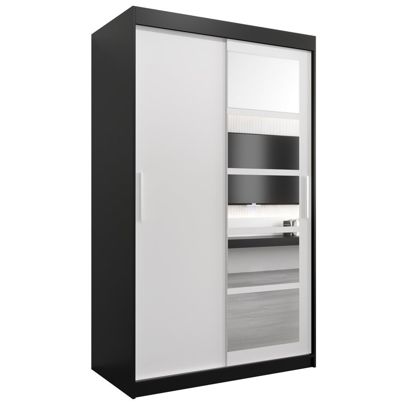 Szafa przesuwna garderoba ROMA 1 120 x 62 x 200 cm Czarny + Biały - Abiks Meble