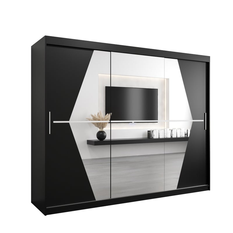 Szafa przesuwna garderoba BOLIWIA 250 x 62 x 200 cm Czarny - Abiks Meble